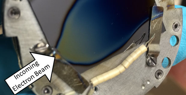Image caption: Pictured is a Gallium Nitride film deposited on a Silicon substrate at 27 degrees Celsius (80 degrees Fahrenheit) using an innovative process for depositing super thin films. Current deposition methods for these materials require tempe