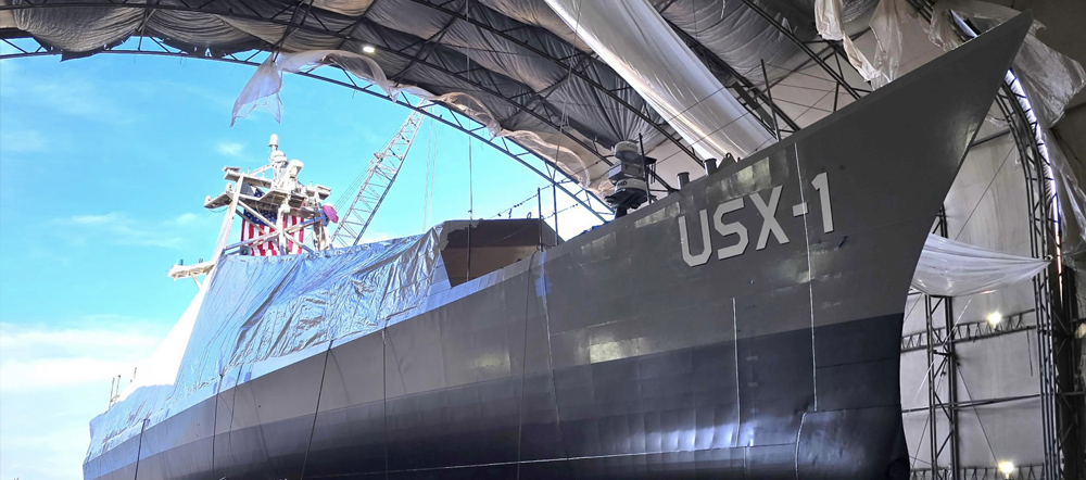 The NOMARS program’s demonstration vessel, USX-1 Defiant, completed construction in February 2025.