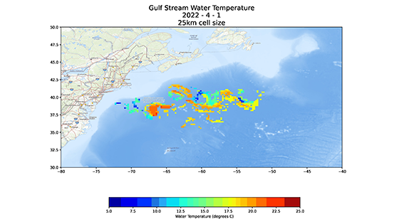 Gulf stream water temperature analysis map
