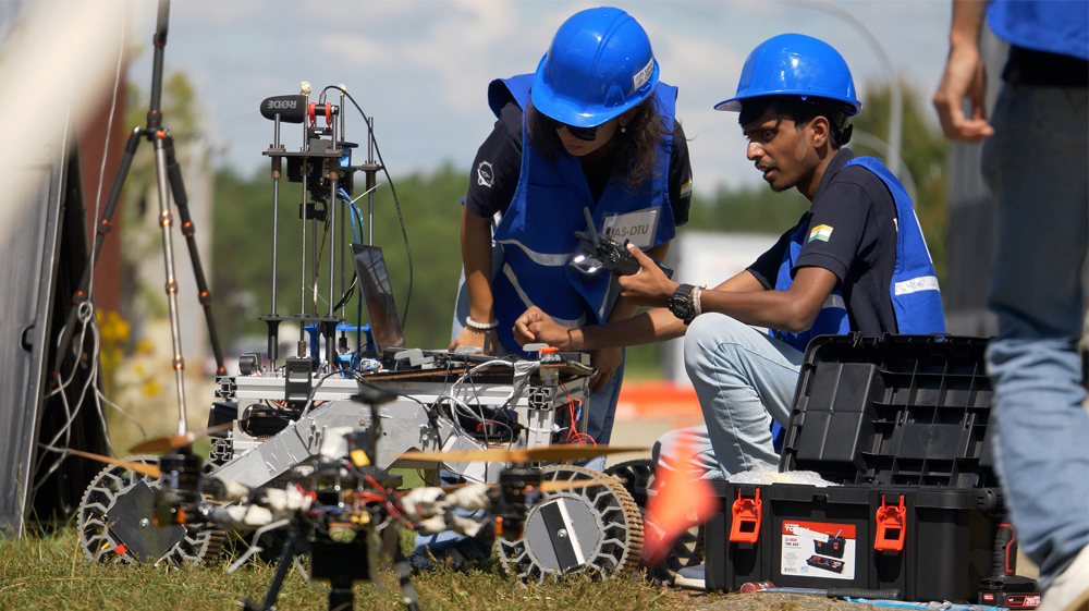 UIS DTU team adjusts their technology ahead of participating in the DARPA Triage Challenge, Guardian Centers, Perry, Ga.