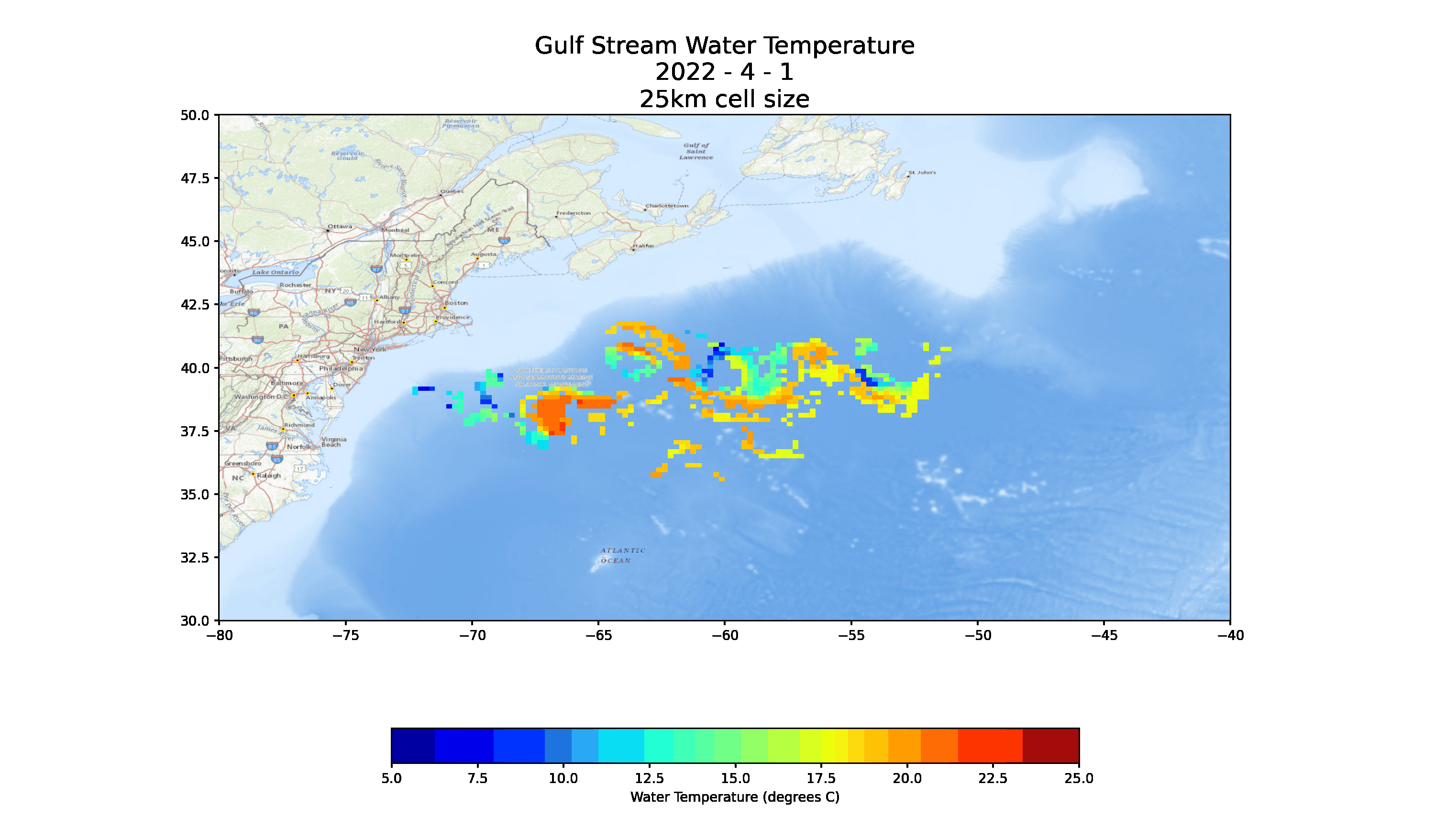 Gulf stream water temperature data for analysis