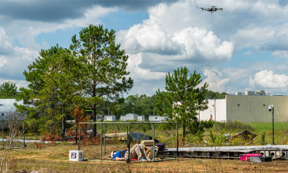 Uncrewed ground vehicle assesses injuries of actors and medical mannikins on the DARPA Triage Challenge airplane crash course, Guardian Centers, Perry, Ga.