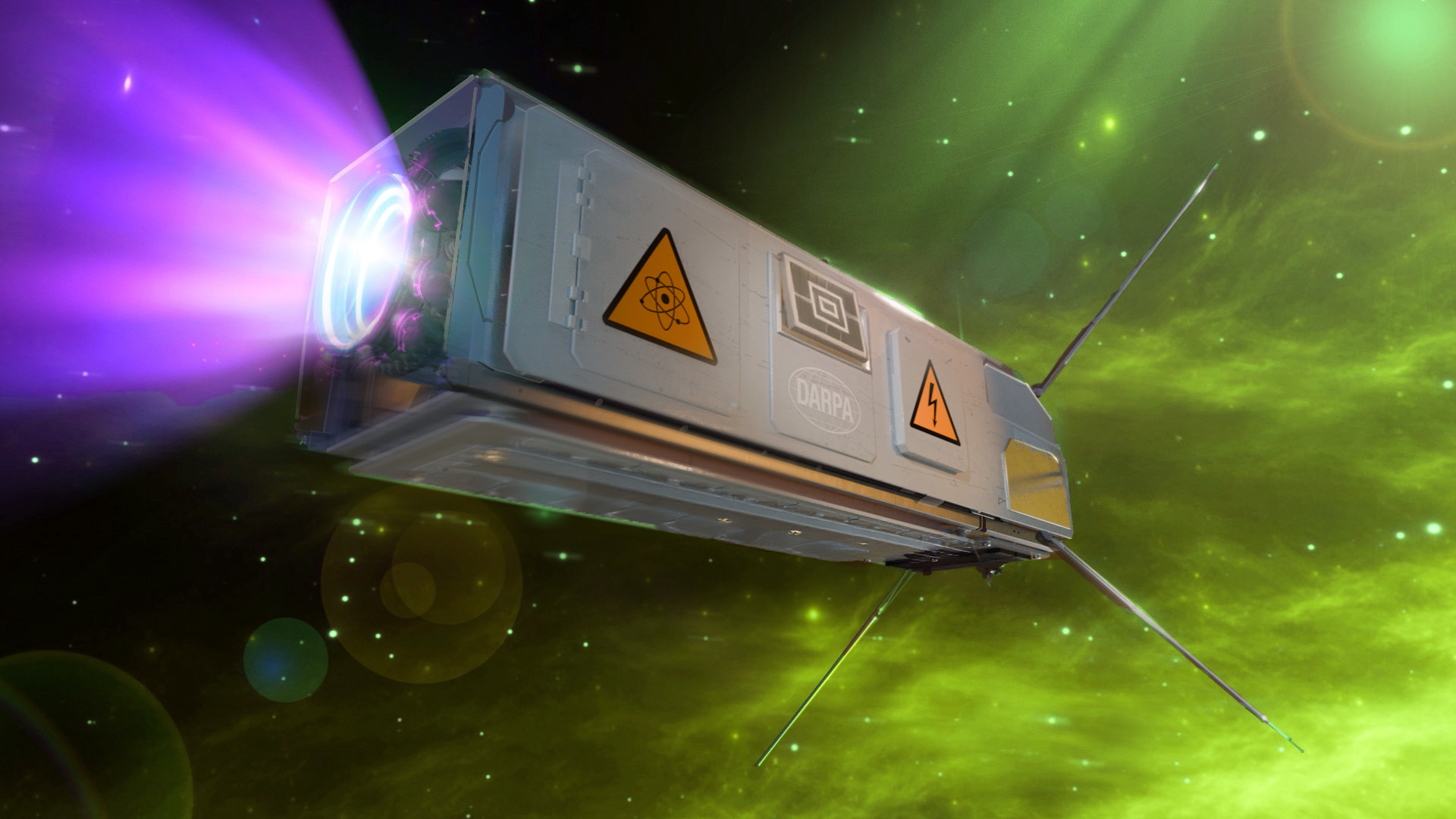 A notional spacecraft with a high-power agile plasma thruster is powered by novel kilowatt-level radiovoltaics (cells that turn radiation directly into electricity).
