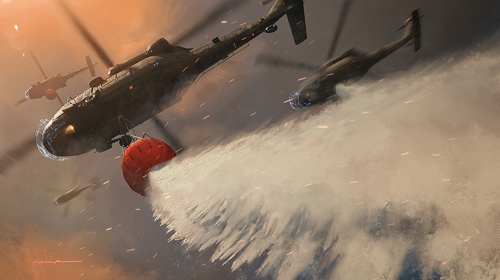 ALIAS: Uncrewed helicopters using ALIAS-developed autonomy drop thousands of gallons of water to help extinguish wildfire. 