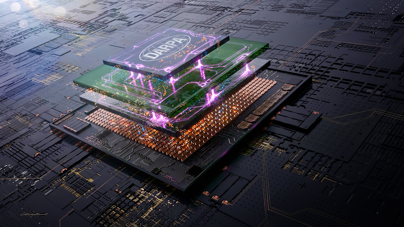 Artist’s Concept: Notional rendering of 3D heterogeneous integration (3DHI).
