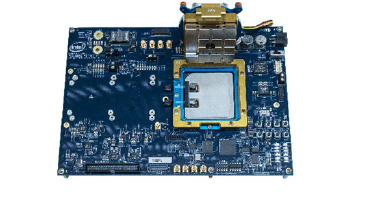 This electronic-photonic processor integrates on a single chip more than 70 million transistors and 850 photonic components that provide logic, memory, and interconnect functions. It was developed with support from several DARPA programs, among them the Photonically Optimized Embedded Microprocessors (POEM) program.