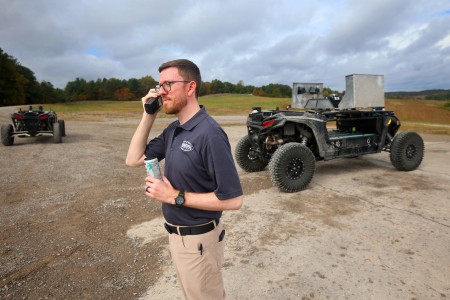 RACER program: An operator supervises four autonomous ground vehicles